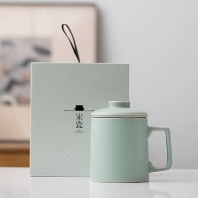 父親節送爸爸高質感茶杯 汝窯陶瓷馬克杯禮盒   辦公泡茶專用1
