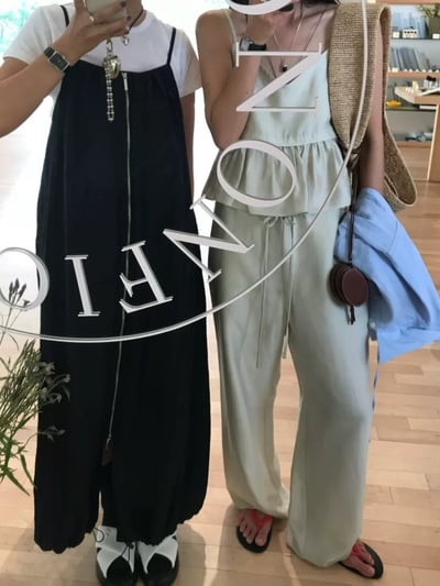 韓系chic設計感露背吊帶連衣裙4