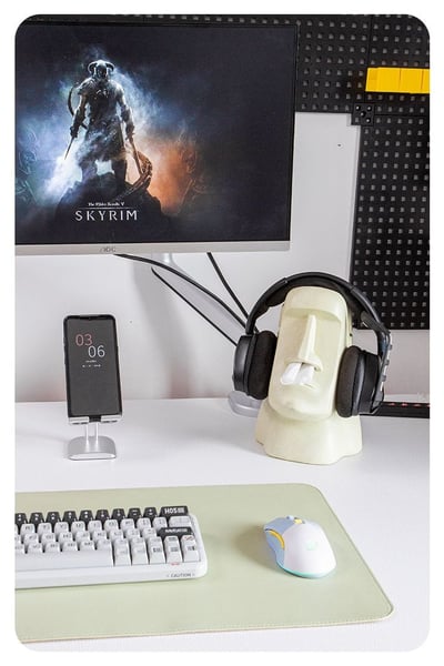 摩艾頭戴式耳麥耳機架 面紙盒收納擺飾 桌面創意擺飾4