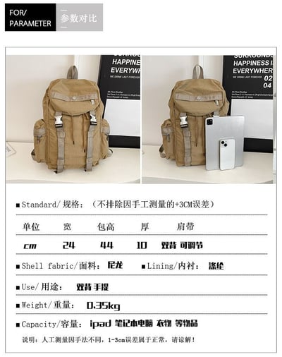 【輕便大容量．出遊首選】 特製款尼龍多口袋雙肩包4色可選16