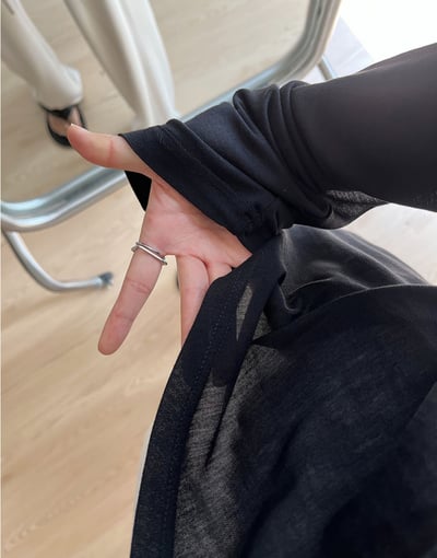 冰絲舒適設計感交叉下擺正反兩穿輕薄上衣6