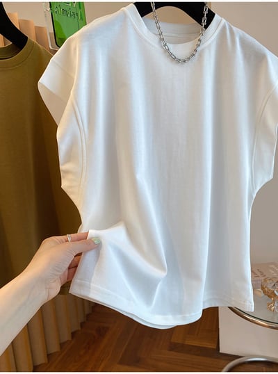 韓版設計感小眾飛袖落肩上衣7