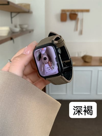日常配戴 荔枝紋羊皮Apple watch 錶帶5