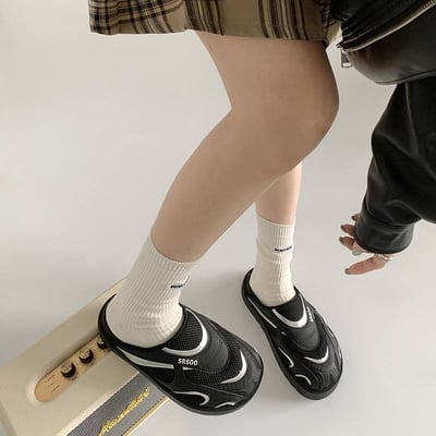 日系小眾機能風厚底包頭半拖鞋4