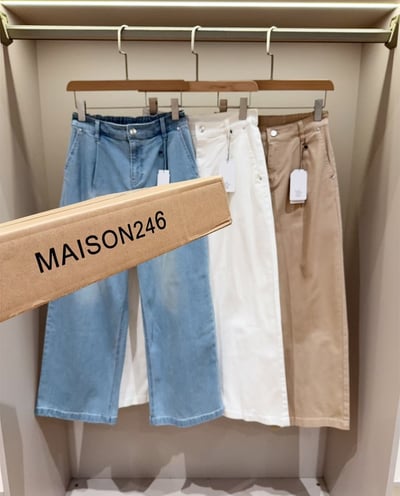 訂製韓單出口 萊卡棉四面彈高腰闊腿牛仔褲2