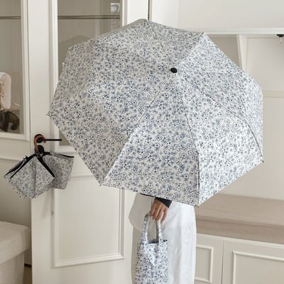 法式小碎花彎鉤/自動防曬傘 黑膠防曬 晴雨兩用折疊傘8