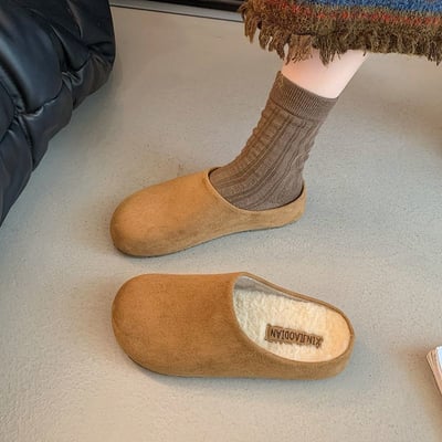 冬季質感新寵 暖暖毛裡款  厚底勃肯半拖鞋6