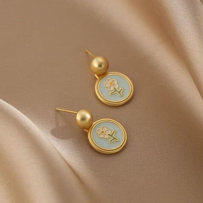 輕奢設計感油畫風耳環四入組2