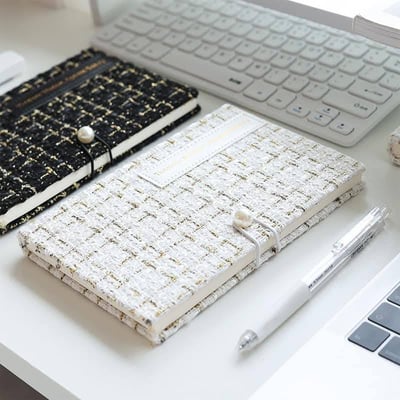 經典小香風珍珠釦手帳本1