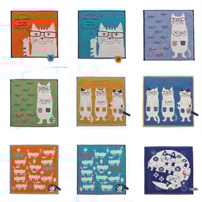 特價日系貓咪純棉小方巾1