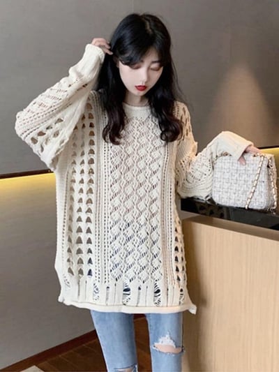 鏤空破洞慵懶風韓系毛衣4