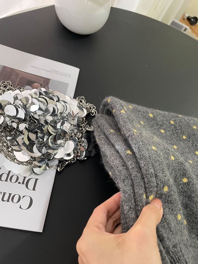 怎麼穿都好看的那條針織裙 復古波點柔軟針織長裙5