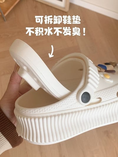 洞洞鞋 可愛新色系增高厚底拖鞋 掌門狗狗鞋扣款5