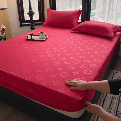 時尚老花款 純色高級感3件床包組7