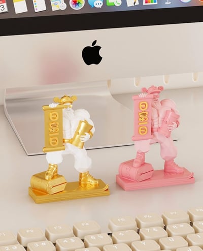 日富一日招財肌肉財神爺 迷你版一對組2