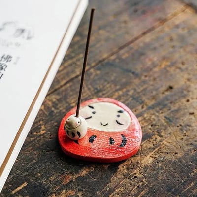 日本製，瀨戶燒達摩造型香立1