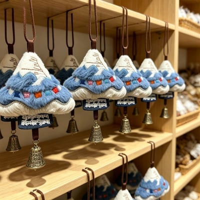 岡仁波齊雪山毛絨吊飾 日照金山・心經鈴鐺・旅行紀念掛件5