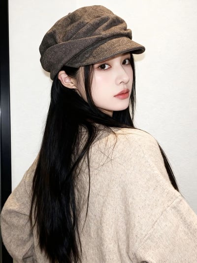 新款出口日本 平頂褶皺山本羊毛堆堆帽7