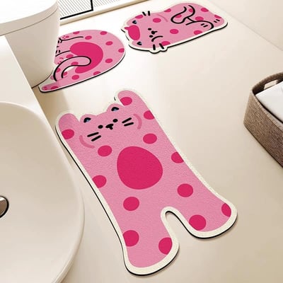 浴室地墊系列 點點動物多款防滑地墊3件組3