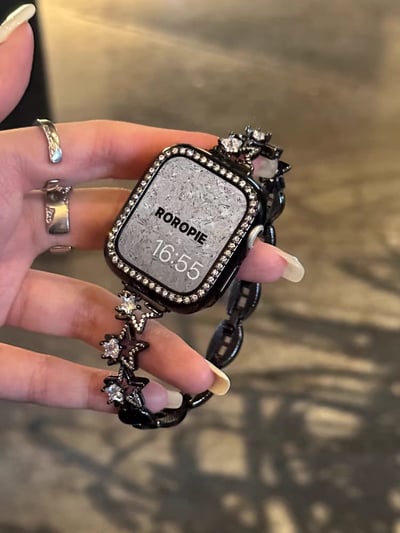 星星帶鑽設計感金屬蘋果錶帶8