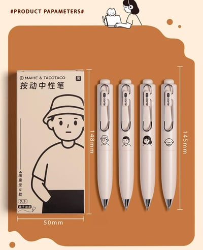 辦公室男女0.5mm胖胖黑色中性筆10