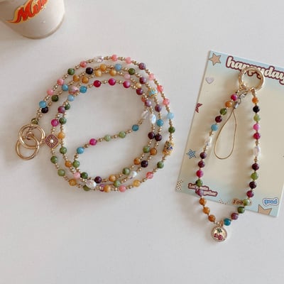 高級感多彩天然石手機掛繩手機背帶4