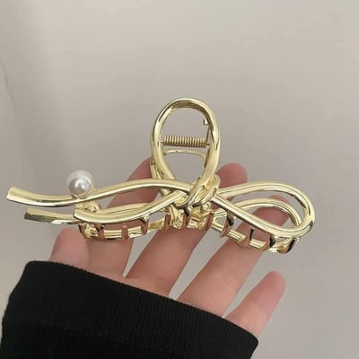 氣質高級感珍珠蝴蝶結髮夾8
