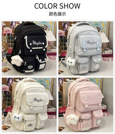 日系ins大容量多隔層雙肩包書包背包13