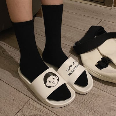 【韓系情侶拖鞋】ins卡通男孩女孩圖案個性百搭外穿涼拖鞋5