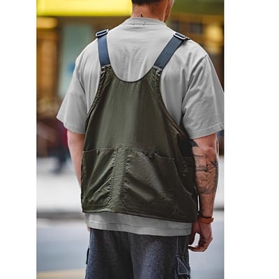 背心秒變大容量包 可折疊手提收納 日系戶外機能工裝馬甲背心6