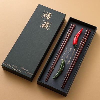 中國風實木防滑筷兩雙組禮盒 質感餐桌的儀式感小物12
