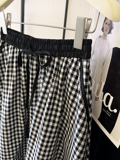 輕熟鹽系格子花苞裙7