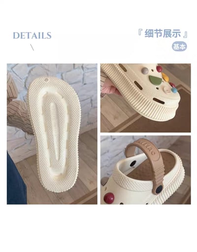 洞洞鞋 可愛糖果色系增高厚底拖鞋9