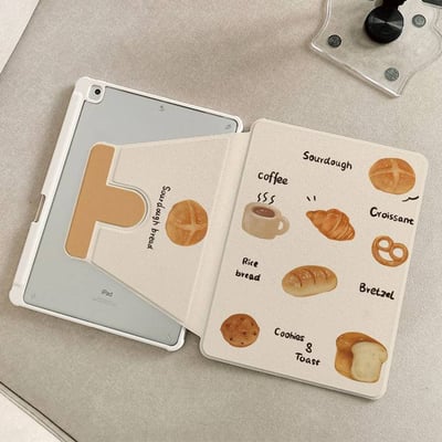 咖啡牛角麵包大集合 360°旋轉 iPad 保護套3