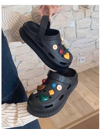 洞洞鞋 可愛糖果色系增高厚底拖鞋4