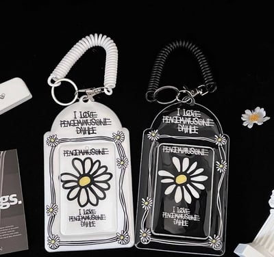 INS雛菊PVC卡套 黑+白收納展示掛件1