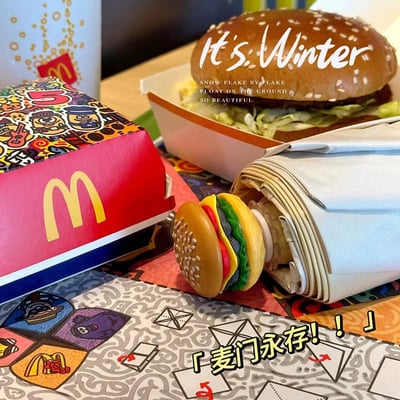 我愛吃漢堡 折疊晴雨兩用自動雨傘1