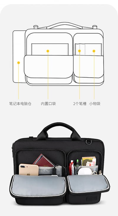 雙口袋大容量360度防撞筆記型電腦包12