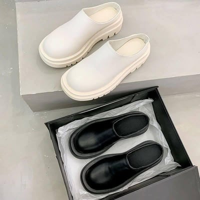 韓系包頭大尺碼半拖皮鞋10