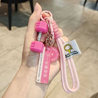 健身人必備  INS風迷你啞鈴鑰匙扣 運動潮流掛飾包包點綴神器2