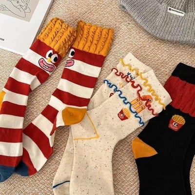 韓版搞怪薯條堆堆襪  現貨免運4