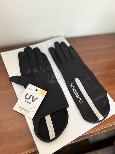 出口日本開車手套 夏天戶外騎乘防紫外線防滑 可觸控手機 遮陽冰絲防曬薄款手套4