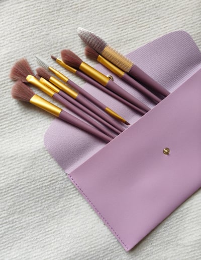 紫薯色系（現貨） 新款9支化妝刷附皮革刷具包11