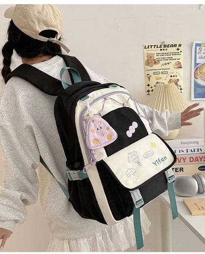 新款高顏值可愛雙肩書包 大容量減壓背包送同款萌系零錢包1