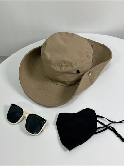 幫你防曬 精選漁夫帽加墨鏡口罩遮陽組合3