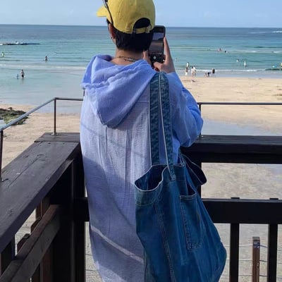 復古牛仔單肩托特包5