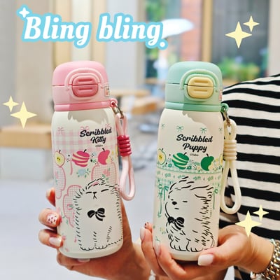 可愛萌寵保溫杯吸管直飲兩用設計6