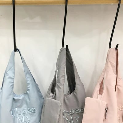 韓國同款清新馬卡龍 休閒百搭刺繡字母布袋3