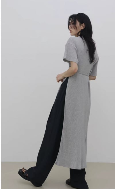 韓系極簡風   綁帶收腰側開叉長洋裝9