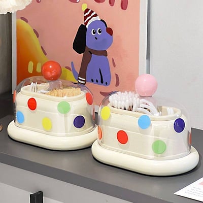 創意可愛多巴胺桌上牙線綿籤盒4